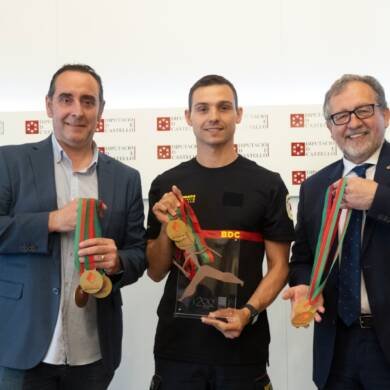 The Diputación receives the young firefighter from Benicarló who has won eight medals at the World Cup in Lisbon